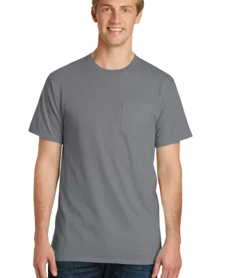Port & Co PC099P mpany   Pigment-Dyed Pocket Tee Pewter