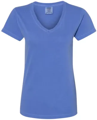 Comfort Colors 3199 Women's V-Neck Tee Flo Blue