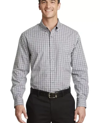 Port Authority S654    Long Sleeve Gingham Easy Ca Black/Charcoal
