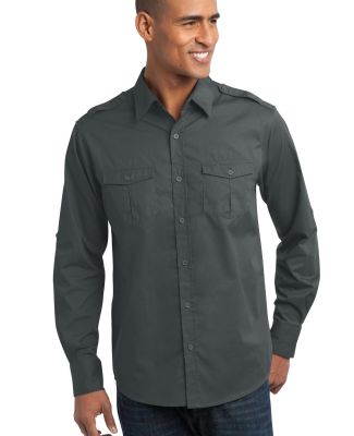 Port Authority S649    Stain-Release Roll Sleeve T in Steel grey