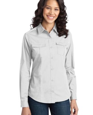 Port Authority L649    Ladies Stain-Release Roll S in White