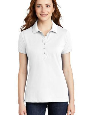 Port Authority L555    Ladies Stretch Pique Polo in White