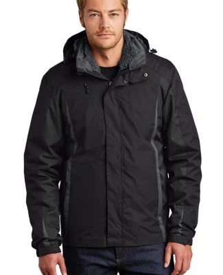 Port Authority J321    Colorblock 3-in-1 Jacket in Blk/blk/mag gy