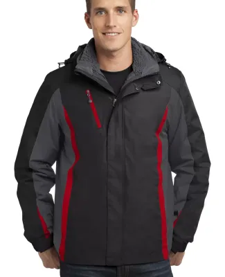 Port Authority J321    Colorblock 3-in-1 Jacket Blk/Mag Gy/Red