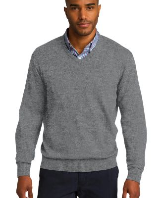 Port Authority SW285    V-Neck Sweater in Med hthr grey