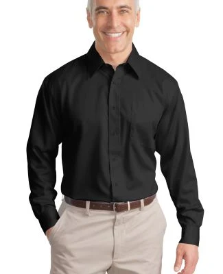 Port Authority TLS638    Tall Non-Iron Twill Shirt in Black
