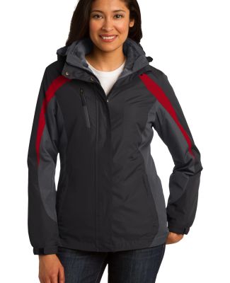 Port Authority L321    Ladies Colorblock 3-in-1 Ja in Blk/mg gry/red