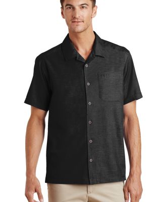 Port Authority S662    Textured Camp Shirt in Black