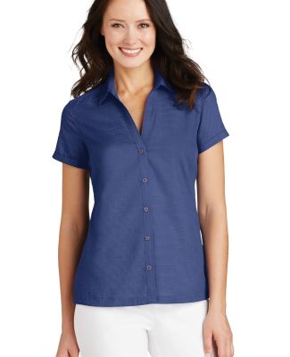 Port Authority L662    Ladies Textured Camp Shirt in Royal