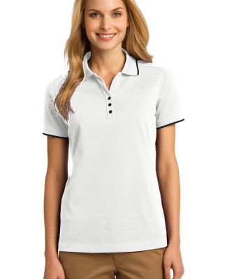 Port Authority L454    Ladies Rapid Dry Tipped Pol in White/jet blck