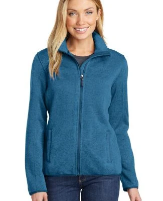 Port Authority L232    Ladies Sweater Fleece Jacke in Med blue hthr