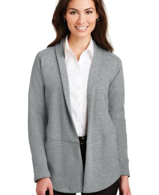 Port Authority L807    Ladies Interlock Cardigan in Med he gy/char