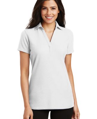 Port Authority L5001    Ladies Silk Touch   Y-Neck in White