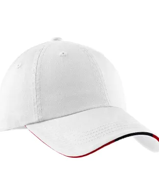 Port Authority C830A    Sandwich Bill Cap with Str in White/cl ny/rd