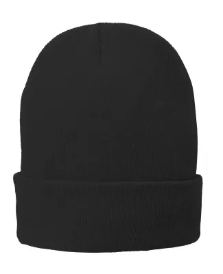 Port & Company CP90L Fleece-Lined Knit Cap in Black