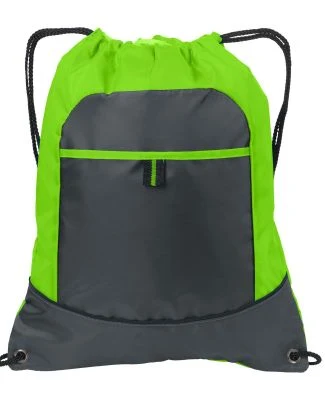 Port Authority BG611    Pocket Cinch Pack in Lime/dp smoke