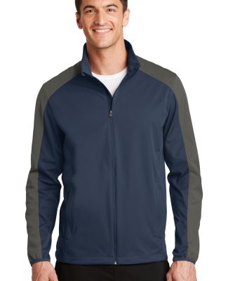 Port Authority J718    Active Colorblock Soft Shel in Dress blue navy/ grey steel
