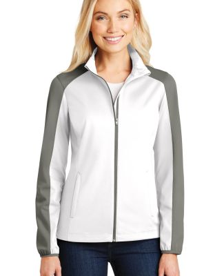 Port Authority L718    Ladies Active Colorblock So in White/rogue gy