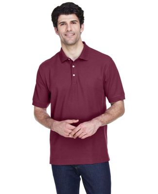 D100 Devon & Jones Men's Pima Pique Short-Sleeve P in Burgundy
