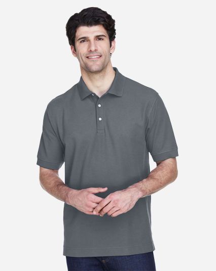 D100 Devon & Jones Men's Pima Pique Short-Sleeve P in Graphite