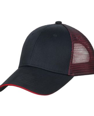 Port Authority C818    Double Mesh Snapback Sandwi in Blk/red