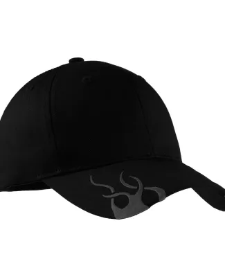 Port Authority C857    Racing Cap with Flames Black/Charcoal