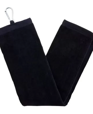 Carmel Towel Company C1624TC Tri-Fold Velour Dobby BLACK