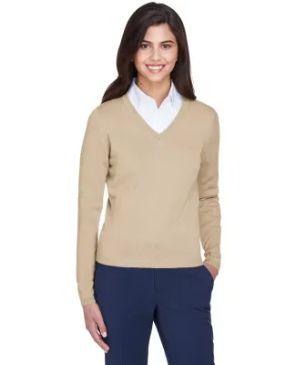 D475W Devon & Jones Ladies' V-Neck Sweater STONE