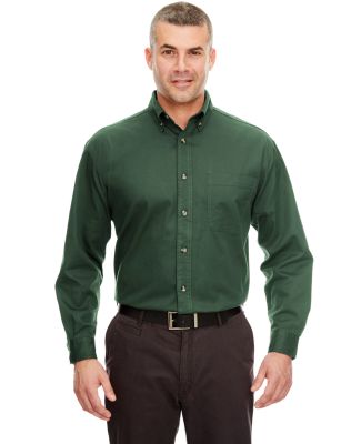 UltraClub 8960C Adult Cypress Long-Sleeve Twill wi in Forest green