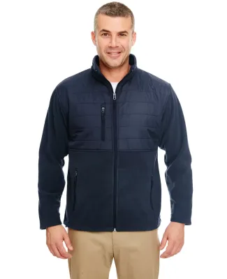 UltraClub 8492 Men's Fleece Jacket with Quilted Yo in Navy