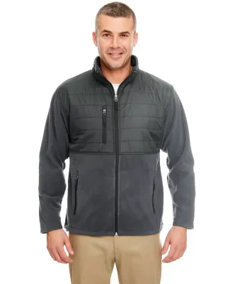 UltraClub 8492 Men's Fleece Jacket with Quilted Yo in Charcoal