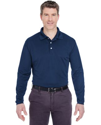 UltraClub 8445LS Adult Cool & Dry Long-Sleeve Stai Navy