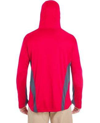UltraClub 8231 Adult Cool & Dry Sport Hooded Pullo Red/ Charcoal