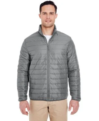 UltraClub 8469 Adult Quilted Puffy Jacket in Silver