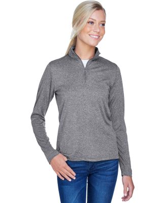 UltraClub 8618W Ladies' Cool & Dry Heathered Perfo in Charcoal heather