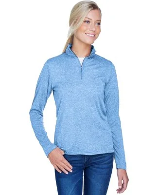 UltraClub 8618W Ladies' Cool & Dry Heathered Perfo in Colmbia blu hthr