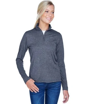UltraClub 8618W Ladies' Cool & Dry Heathered Perfo in Navy heather