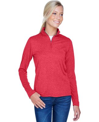 UltraClub 8618W Ladies' Cool & Dry Heathered Perfo in Red heather