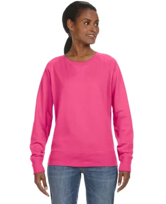 LAT 3762 Women's Slouchy French Terry Pullover in Hot pink