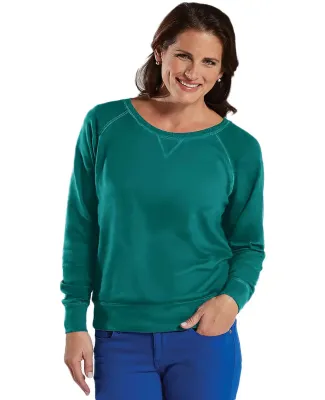 LAT 3762 Women's Slouchy French Terry Pullover in Jade