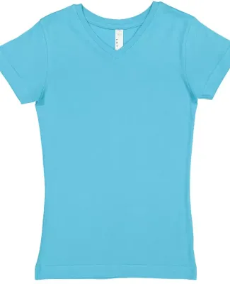 LAT 2607 Girls' V-Neck Fine Jersey T-Shirt AQUA