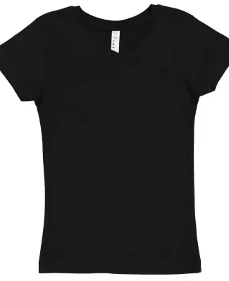 LAT 2607 Girls' V-Neck Fine Jersey T-Shirt BLACK