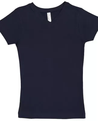 LAT 2607 Girls' V-Neck Fine Jersey T-Shirt NAVY