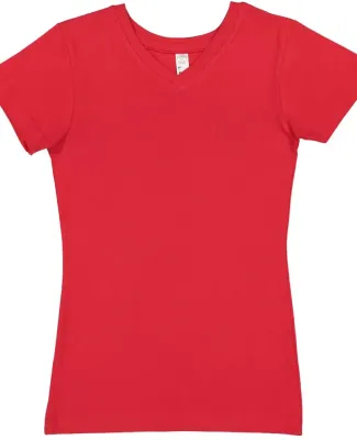 LAT 2607 Girls' V-Neck Fine Jersey T-Shirt RED