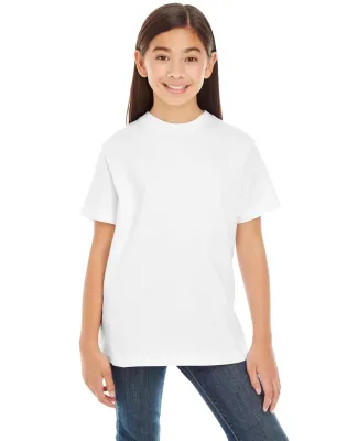 LAT 6180 Youth Heavyweight Combed Ringspun Cotton  in White