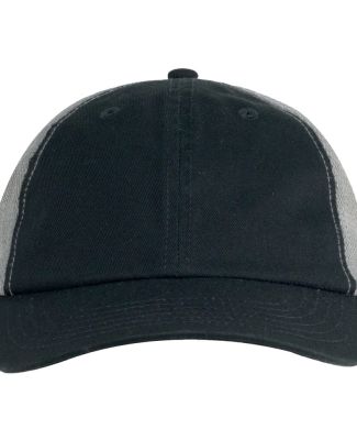Big Accessories BA601 Washed Trucker Cap in Black/ grey