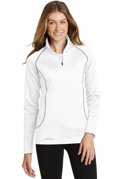Eddie Bauer EB237  Ladies 1/2-Zip Base Layer Fleec in White
