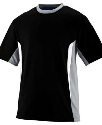 Augusta 1511 Youth Surge Short Sleeve Jersey in Black/ silver grey/ white