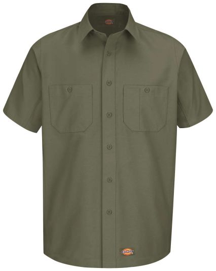 Wrangler WS20 Short Sleeve Work Shirt in Olive green