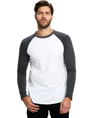 US Blanks US6600 Men's 4.3 oz. Long-Sleeve Basebal in White/ charcoal